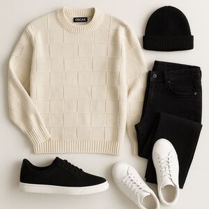 Oscar Cream Ribbed Sweater XXL